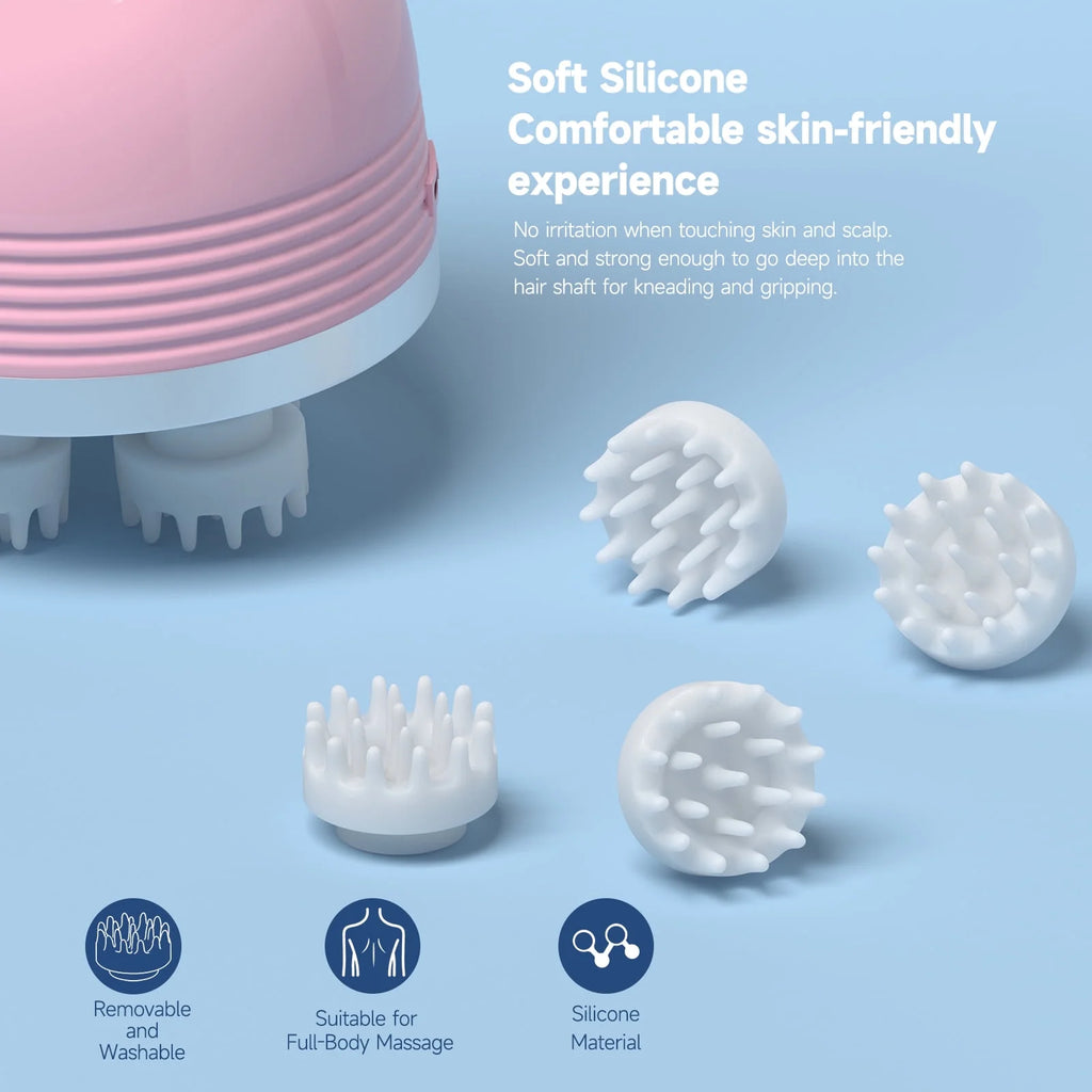 Electric Cordless Hair Scalp Massager with Kneading 76 Massage Nodes, Handheld Portable Head Scratcher Massager for Hair Growth, Deep Clean and Stress Relax, Gifts for Men Dad