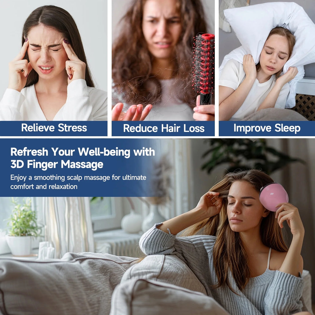 Electric Cordless Hair Scalp Massager with Kneading 76 Massage Nodes, Handheld Portable Head Scratcher Massager for Hair Growth, Deep Clean and Stress Relax, Gifts for Men Dad