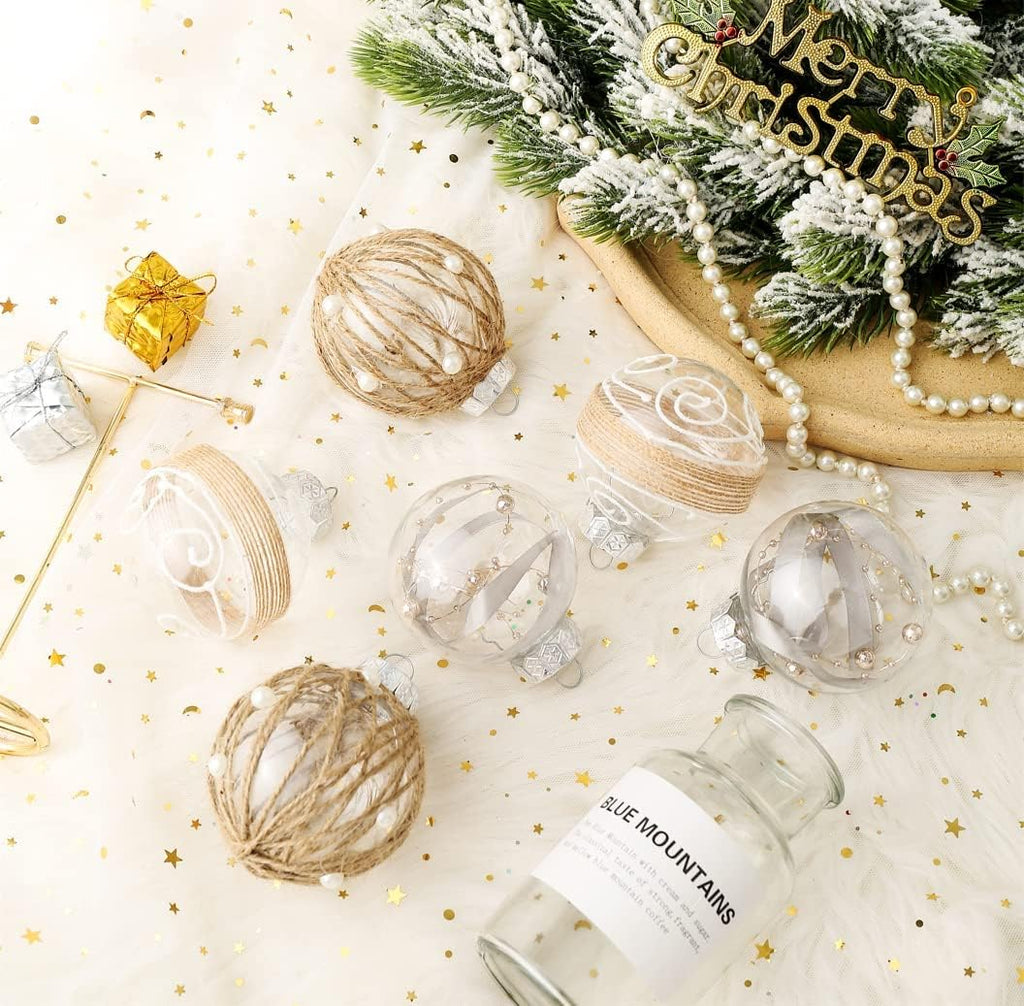 Christmas Ball Ornaments Set, Farmhouse Rustic Christmastree Decorations,12Ct Large Shatterproof Plastic Hanging Ornaments, 70Mm/2.76", Beige