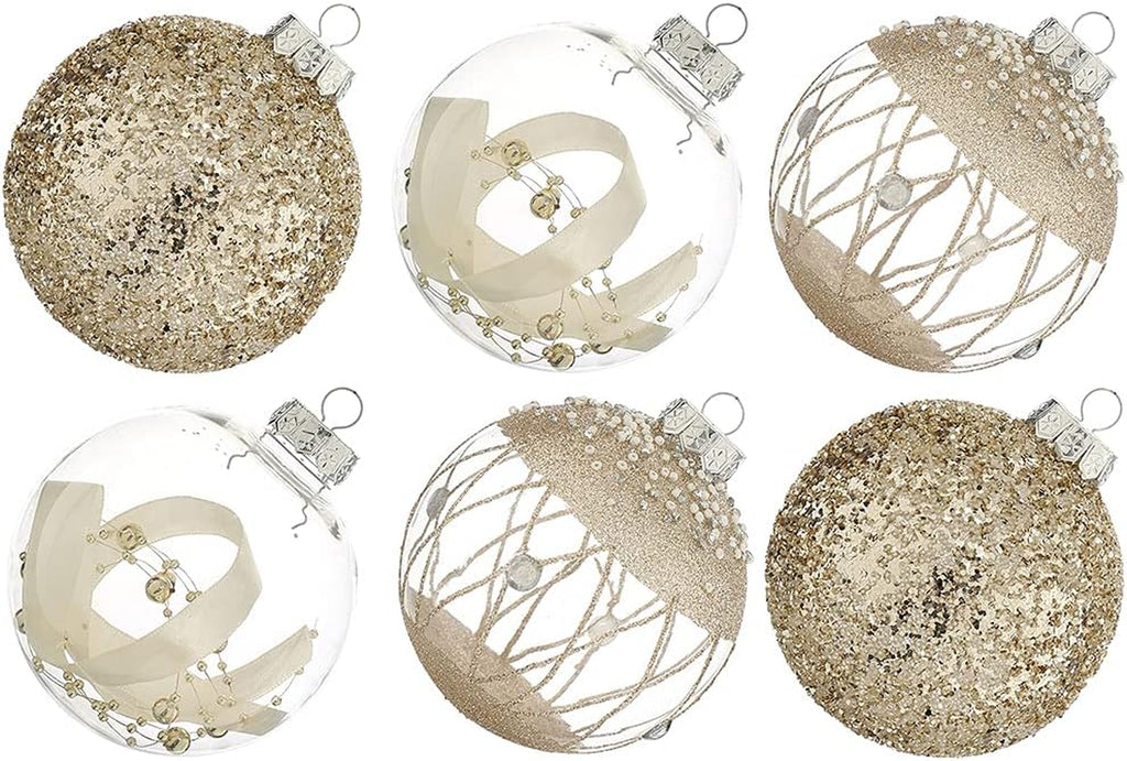 Christmas Ball Ornaments Set, Shatterproof Christmastree Decorations,6Ct Large Plastic Hanging Ornaments,100Mm/4,Champagne Gold