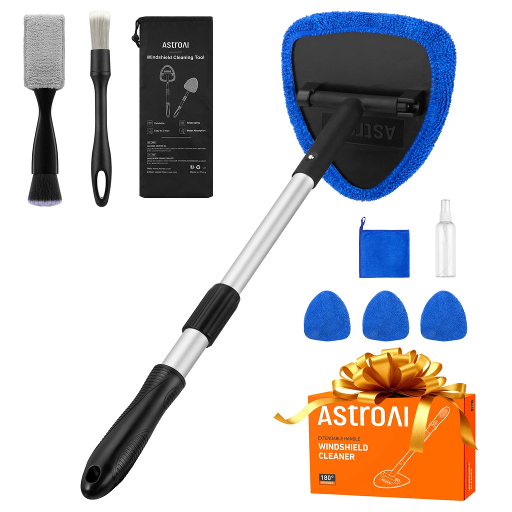 Car Wash Kit Windshield Cleaning Tool, 9PCS Car Detailing Brush Set, for Wheel, Dashboard, Air Vent, Leather and Exterior, Complete Car Care Tools