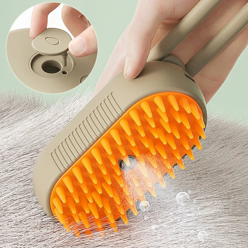 3‑in‑1 Pet Steam Spray Brush for Cats & Dogs – Electric Hair Removal, Massage & Grooming Comb