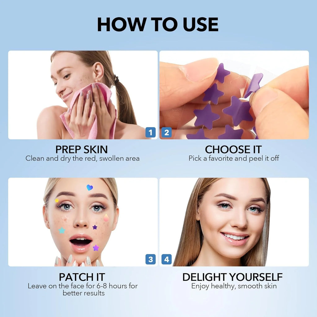 Pimple Patches for Face, Hydrocolloid Acne Patches, Cute Star Zit Covers, Colorful Superstar Patches Spot Stickers, 357 Count | 4 Sizes (8Mm/9Mm/11Mm/14Mm)