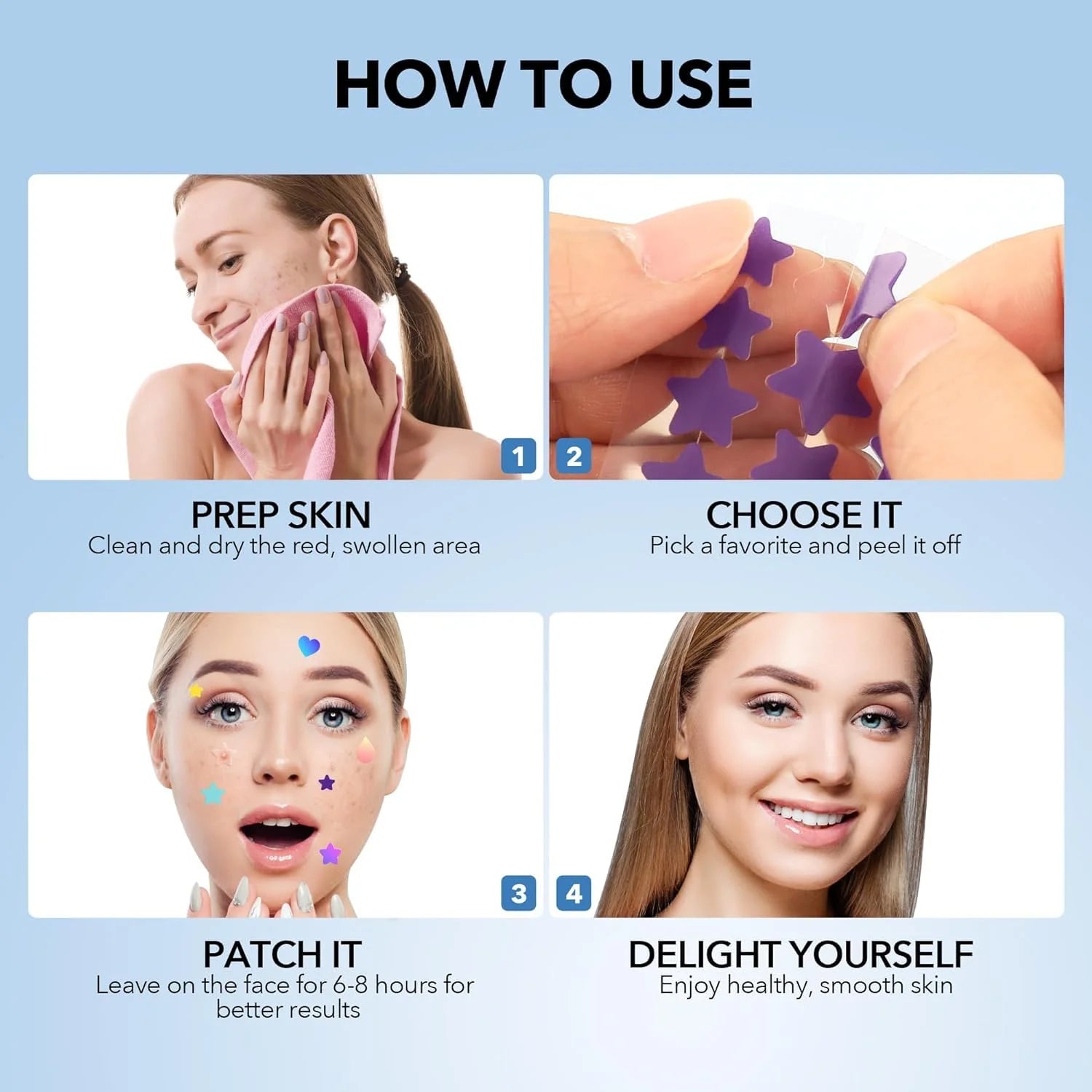 Pimple Patches for Face, Hydrocolloid Acne Patches, Cute Star Zit Covers, Colorful Superstar Patches Spot Stickers, 357 Count | 4 Sizes (8Mm/9Mm/11Mm/14Mm)