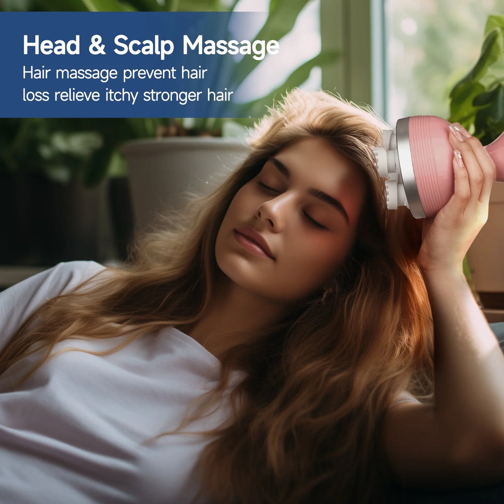 Electric Cordless Hair Scalp Massager with Kneading 76 Massage Nodes, Handheld Portable Head Scratcher Massager for Hair Growth, Deep Clean and Stress Relax, Gifts for Men Dad