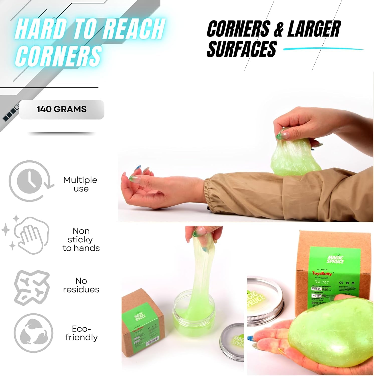 MAGIC SPRUCE Car Cleaning Gel Kit for Car Interior, High End Apple Scented Cleaning Putty in Classy Jar, Detailing Cleaning Gel Universal Dust Cleaner, for Keyboard Apple Laptop, Car Cleaning Supplies