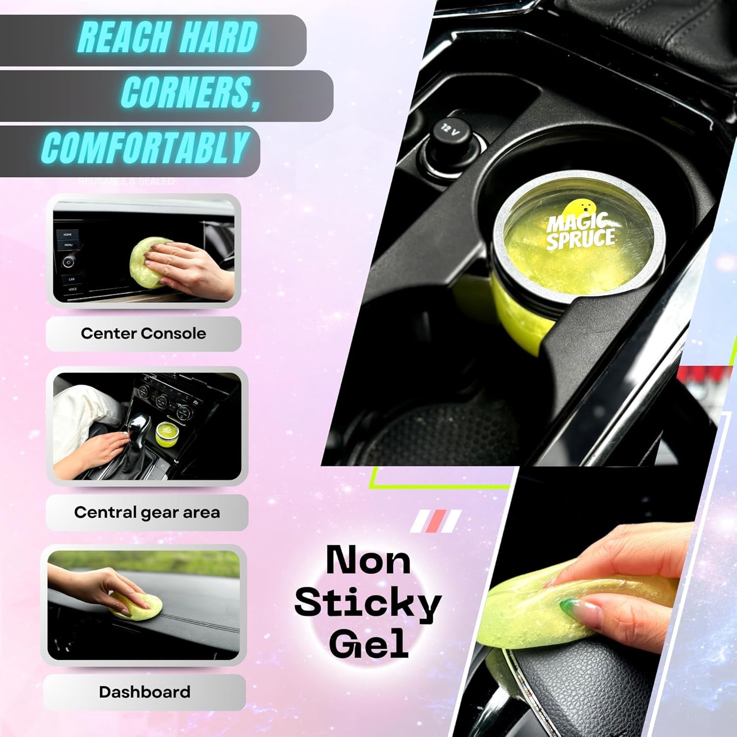 MAGIC SPRUCE Car Cleaning Gel Kit for Car Interior, High End Apple Scented Cleaning Putty in Classy Jar, Detailing Cleaning Gel Universal Dust Cleaner, for Keyboard Apple Laptop, Car Cleaning Supplies