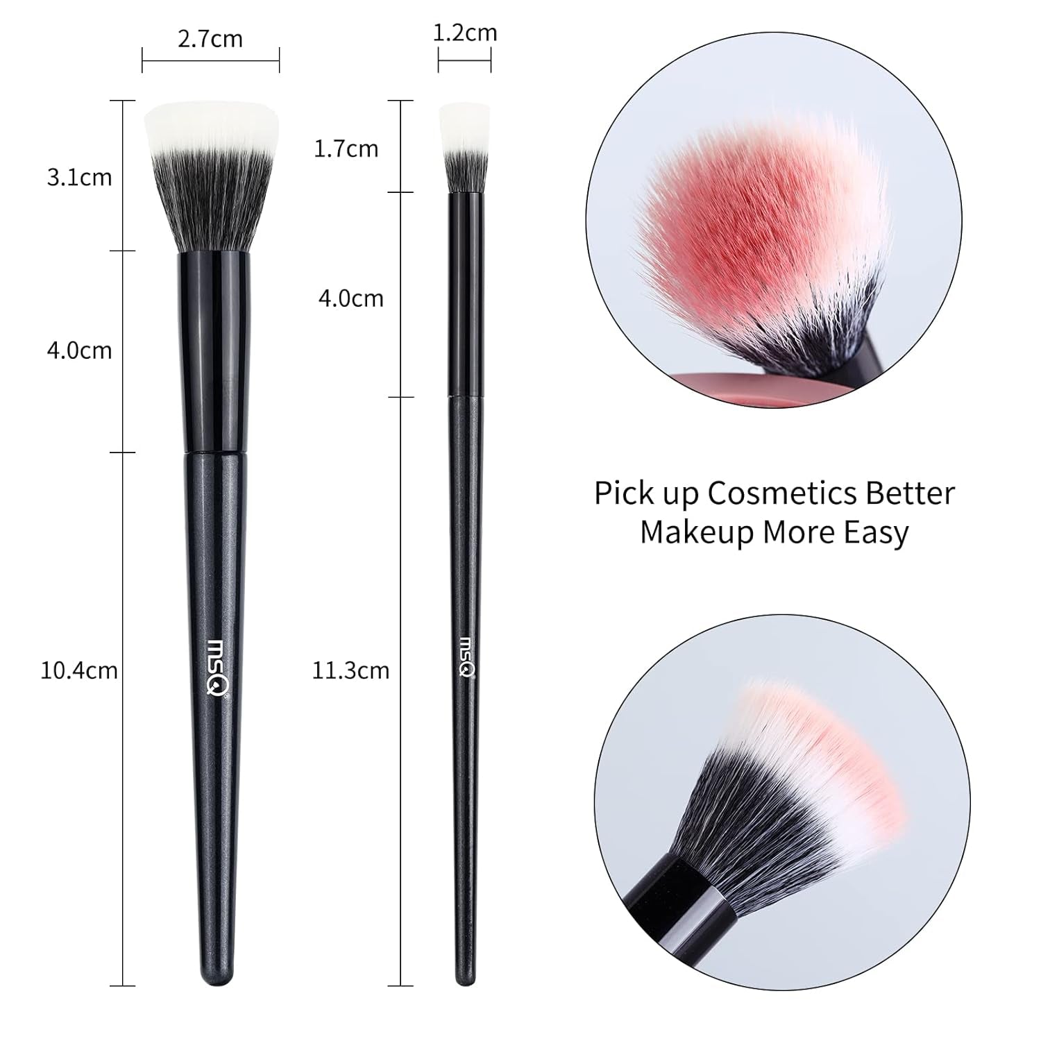 Stipple Blush Brushes, 2PCS Duo Fiber Stippling Brush and Eye Makeup Brushes 12Pcs Eyeshadow Makeup Brushes Pink